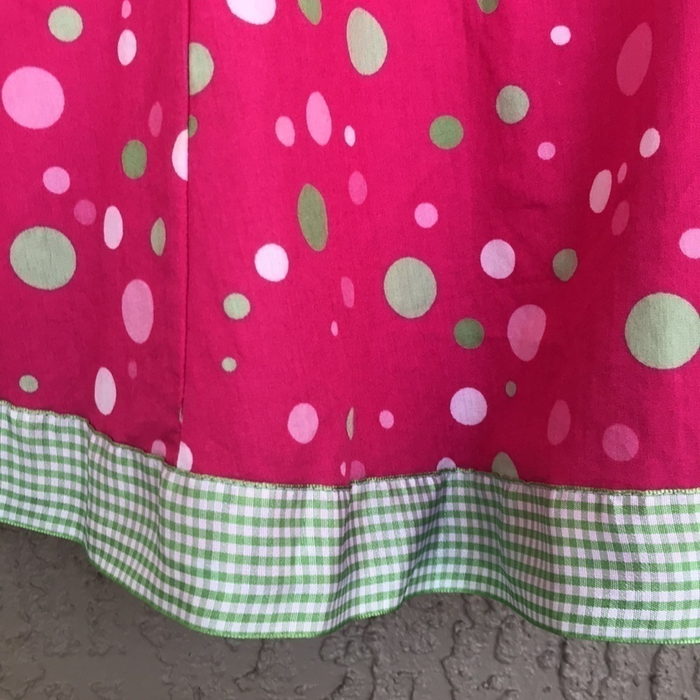 Bonnie Jean Pink Polka Dot Gingham Bow Sundress Girls Size 5 - Picture 3 of 10